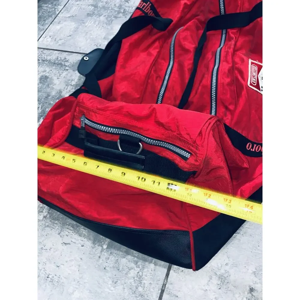 VINTAGE Marlboro Unlimited XL Large Rolling Duffle Bag w/ Wheels Hard Bottom